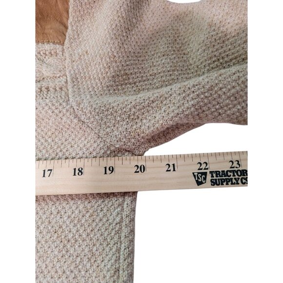 Vintage 1960's Cardigan Mens S/M Full Zip Cardigan Pockets Suede Yoke Tan Brown - Picture 10 of 12